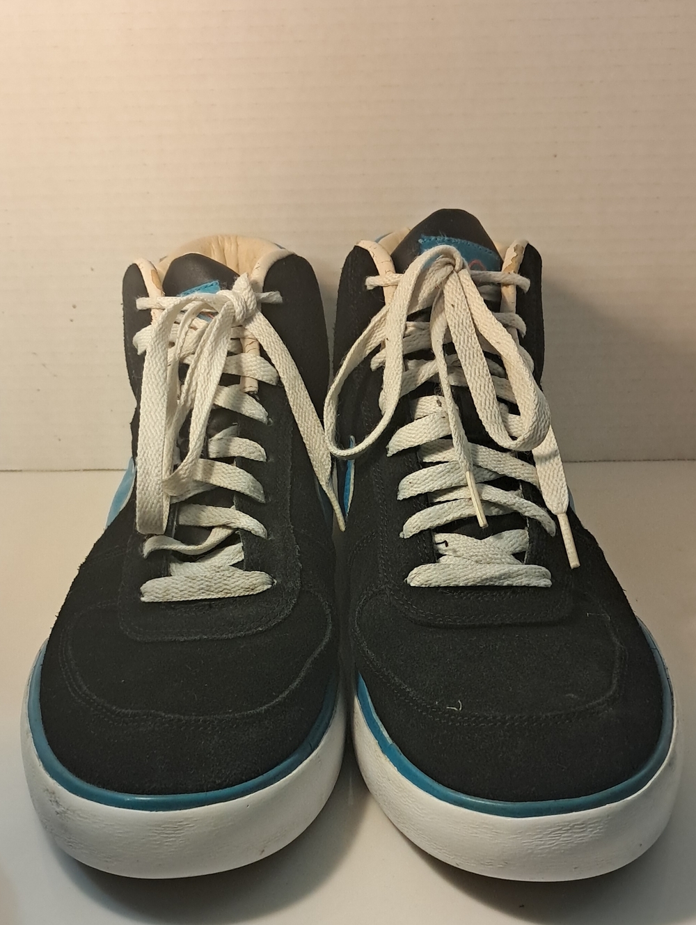 Vintage Suede Nike Black and Teal  High-Top Sneakers with White Laces